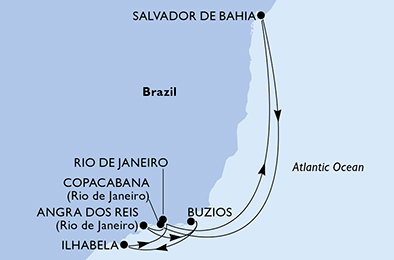 Brazílie z Rio de Janeira na lodi MSC Armonia