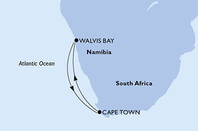 Jihoafrická republika, Namibie z Kapského Města na lodi MSC Armonia