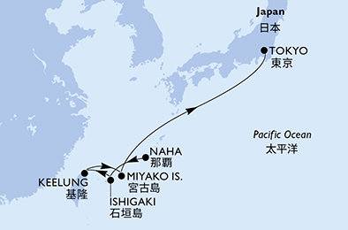 Okinawa, Japonsko, Tchaj-wan, Honšú z Naha na lodi MSC Bellissima