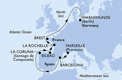 Francie, Španělsko, Německo z Marseille na lodi MSC Magnifica