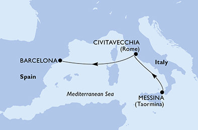 Itálie, Španělsko z Messiny na lodi MSC Fantasia