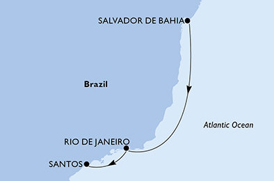 Brazílie ze Salvadoru na lodi MSC Virtuosa