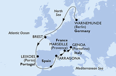 Německo, Francie, Portugalsko, Španělsko, Itálie z Warnemünde na lodi MSC Magnifica Německo, Francie, Portugalsko, Španělsko, Itálie z Warnemünde na lodi MSC Magnifica