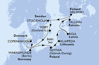 Dánsko, Německo, Polsko, Litva, Lotyšsko, Estonsko, Finsko, Švédsko z Kodaně na lodi MSC Magnifica Dánsko, Německo, Polsko, Litva, Lotyšsko, Estonsko, Finsko, Švédsko z Kodaně na lodi MSC Magnifica