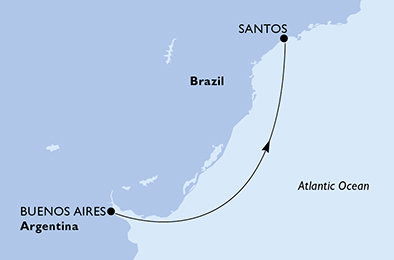 Argentina, Brazílie z Buenos Aires na lodi MSC Divina