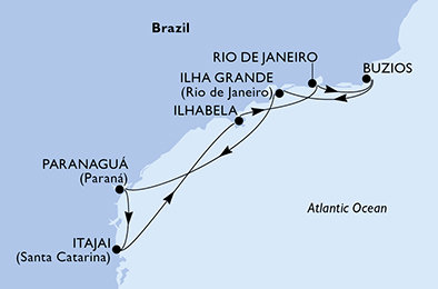 Brazílie na lodi MSC Lirica