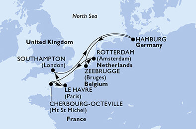 Nizozemsko, Francie, Velká Británie, Německo, Belgie z Rotterdamu na lodi MSC Preziosa Nizozemsko, Francie, Velká Británie, Německo, Belgie z Rotterdamu na lodi MSC Preziosa