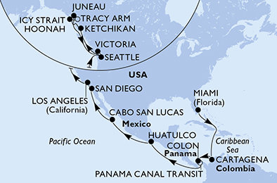USA, Kolumbie, Panama, Mexiko, Kanada z Miami na lodi MSC Poesia