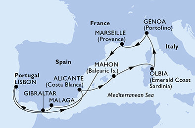 Itálie, Francie, Španělsko, Velká Británie, Portugalsko z Janova na lodi MSC Opera Itálie, Francie, Španělsko, Velká Británie, Portugalsko z Janova na lodi MSC Opera