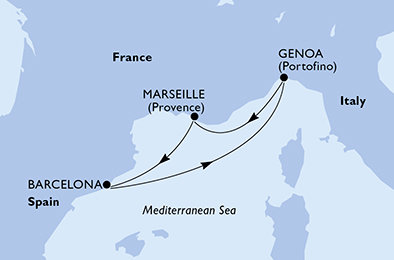 Itálie, Francie, Španělsko z Janova na lodi MSC Splendida