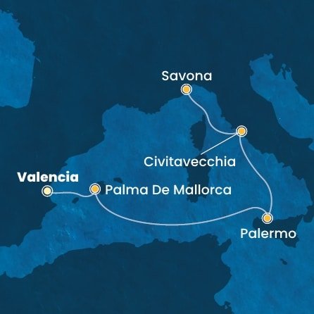 Španělsko, Itálie z Valencie na lodi Costa Pacifica