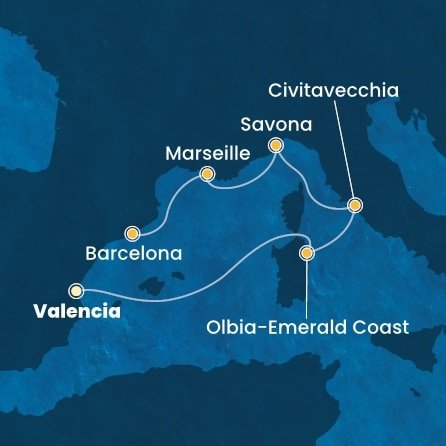 Španělsko, Itálie, Francie z Valencie na lodi Costa Pacifica