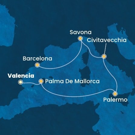 Španělsko, Itálie z Valencie na lodi Costa Pacifica