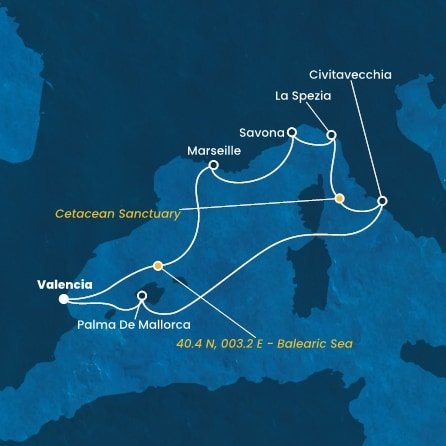Španělsko, Francie, Itálie z Valencie na lodi Costa Pacifica
