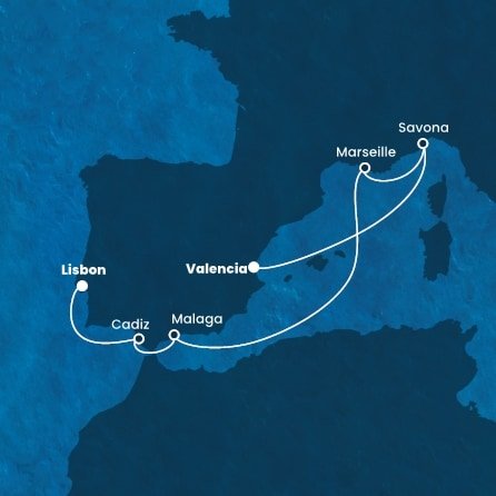 Španělsko, Itálie, Francie, Portugalsko z Valencie na lodi Costa Favolosa