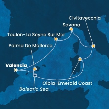 Španělsko, Itálie, Francie z Valencie na lodi Costa Pacifica