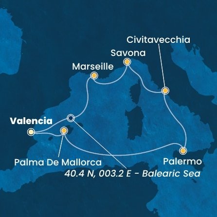 Španělsko, Itálie, Francie z Valencie na lodi Costa Pacifica