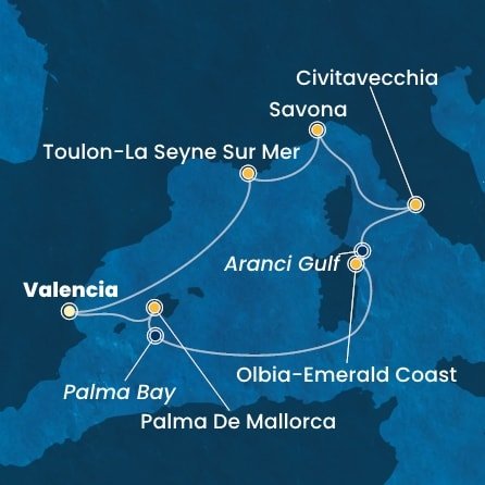 Španělsko, Itálie, Francie z Valencie na lodi Costa Pacifica