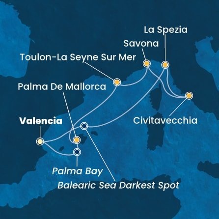 Španělsko, Itálie, Francie z Valencie na lodi Costa Pacifica
