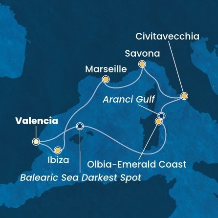 Španělsko, Itálie, Francie z Valencie na lodi Costa Pacifica