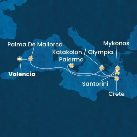 Španělsko, Řecko, Itálie z Valencie na lodi Costa Pacifica