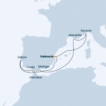 Španělsko, Itálie, Francie, Portugalsko, Velká Británie z Valencie na lodi Costa Fascinosa