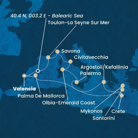 Španělsko, Řecko, Itálie, Francie z Valencie na lodi Costa Pacifica