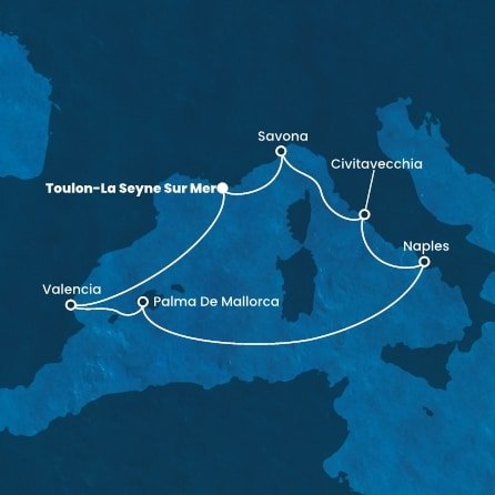 Francie, Španělsko, Itálie z Toulonu na lodi Costa Pacifica