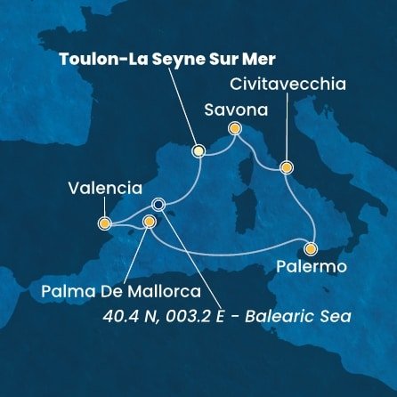 Francie, Španělsko, Itálie z Toulonu na lodi Costa Pacifica