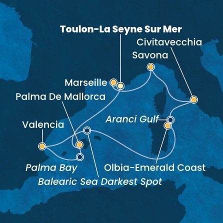 Francie, Španělsko, Itálie z Toulonu na lodi Costa Pacifica