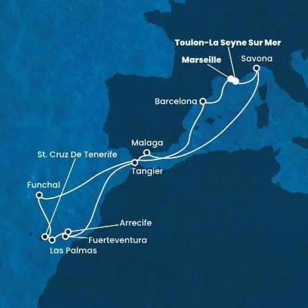 Francie, Itálie, Španělsko, Maroko, Portugalsko z Toulonu na lodi Costa Fortuna