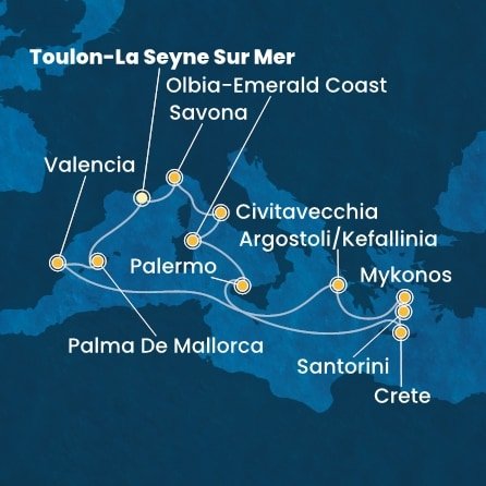 Francie, Španělsko, Řecko, Itálie z Toulonu na lodi Costa Pacifica