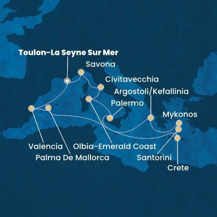Francie, Španělsko, Řecko, Itálie z Toulonu na lodi Costa Pacifica