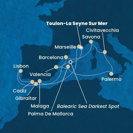 Francie, Španělsko, Itálie, Velká Británie, Portugalsko z Toulonu na lodi Costa Pacifica