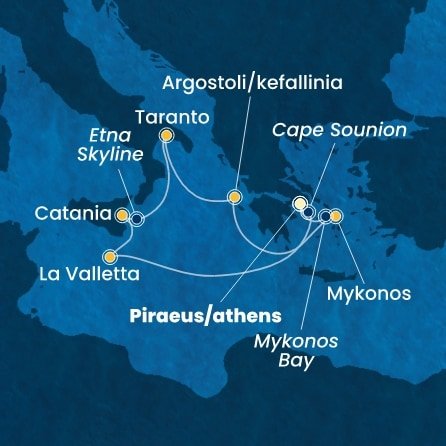 Řecko, Malta, Itálie z Pirea na lodi Costa Serena