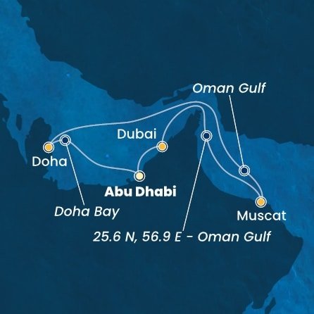 Spojené arabské emiráty, Omán, Katar z Abu Dhabi na lodi Costa Smeralda