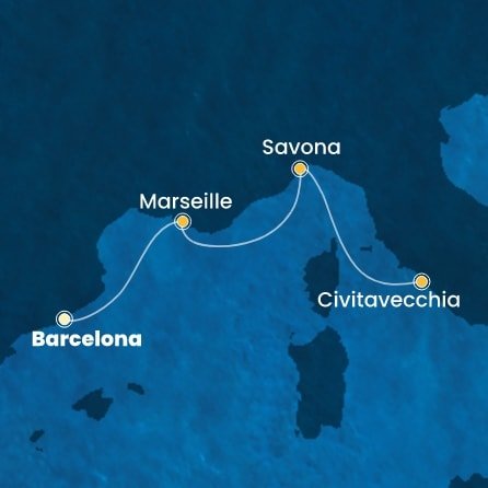 Španělsko, Francie, Itálie z Barcelony na lodi Costa Fascinosa