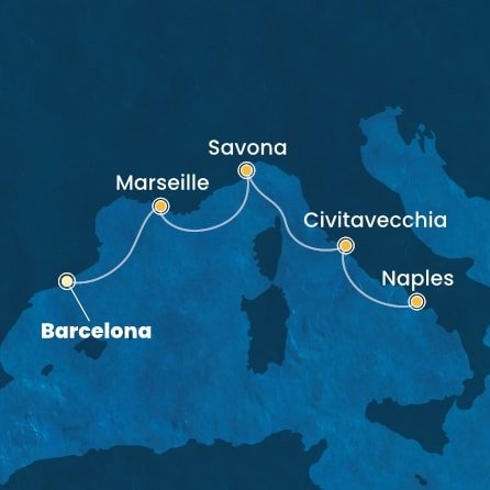 Španělsko, Francie, Itálie z Barcelony na lodi Costa Fascinosa