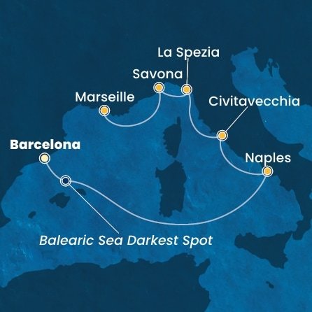 Španělsko, Itálie, Francie z Barcelony na lodi Costa Toscana