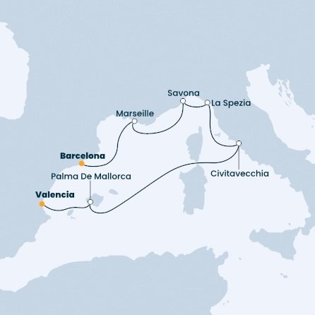 Španělsko, Francie, Itálie z Barcelony na lodi Costa Diadema