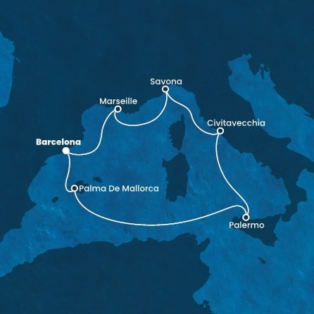 Španělsko, Itálie, Francie z Barcelony na lodi Costa Toscana