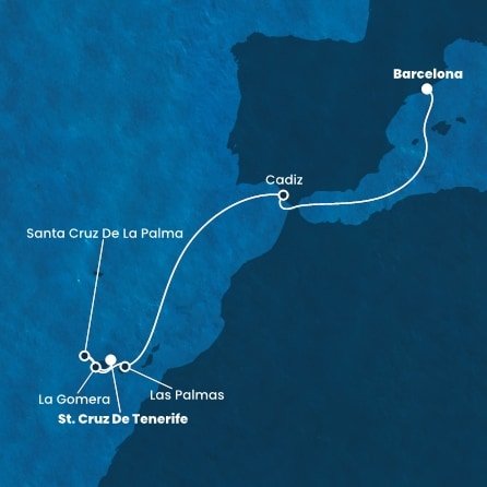Španělsko, La Gomera z Barcelony na lodi Costa Fortuna