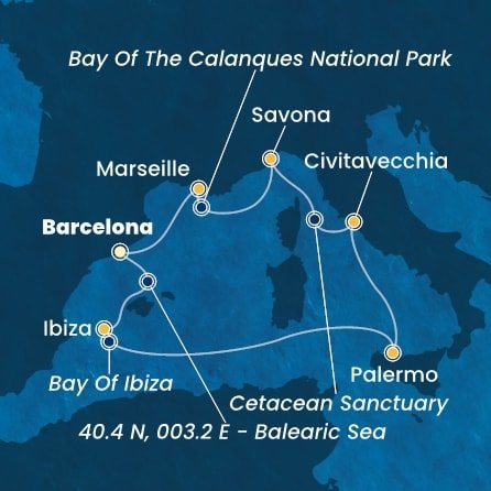 Španělsko, Itálie, Francie z Barcelony na lodi Costa Toscana