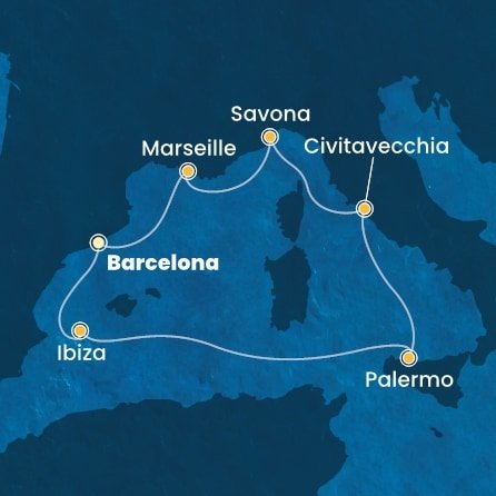 Španělsko, Itálie, Francie z Barcelony na lodi Costa Smeralda