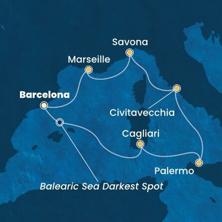 Španělsko, Itálie, Francie z Barcelony na lodi Costa Smeralda