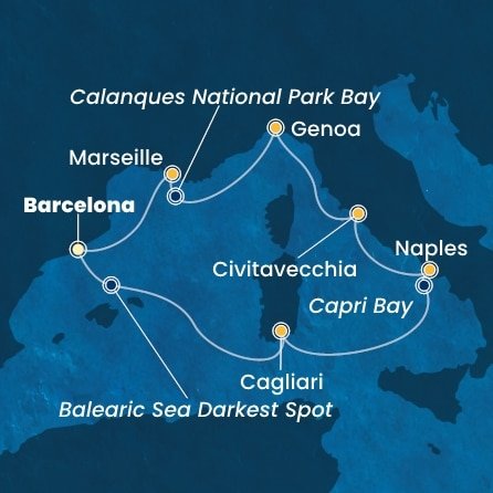 Španělsko, Itálie, Francie z Barcelony na lodi Costa Smeralda