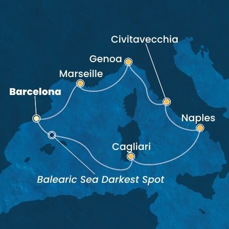 Španělsko, Itálie, Francie z Barcelony na lodi Costa Smeralda