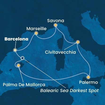 Španělsko, Itálie, Francie z Barcelony na lodi Costa Smeralda