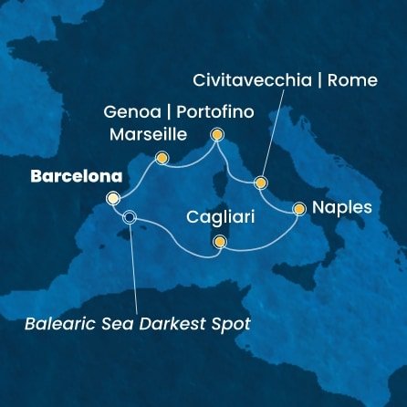 Španělsko, Itálie, Francie z Barcelony na lodi Costa Smeralda