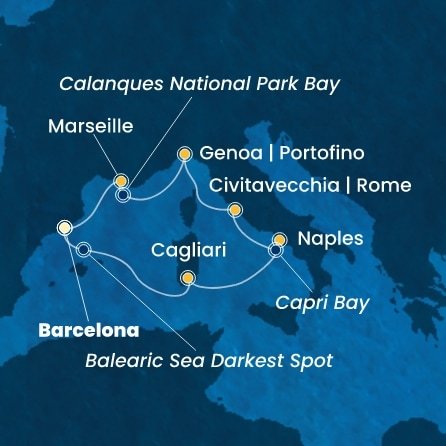 Španělsko, Itálie, Francie z Barcelony na lodi Costa Toscana